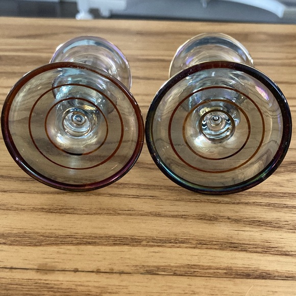 Blue luster glass candle stick holders - Picture 4 of 5